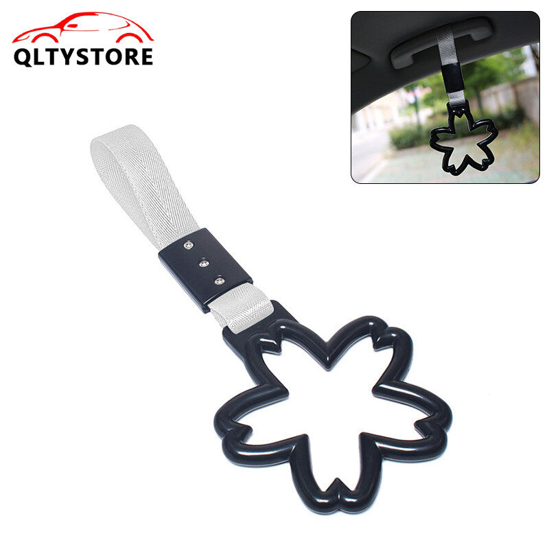 Black Car Warning Handle Strap Subway Bus Cherry Blossom Tsurikawa Ring JDM