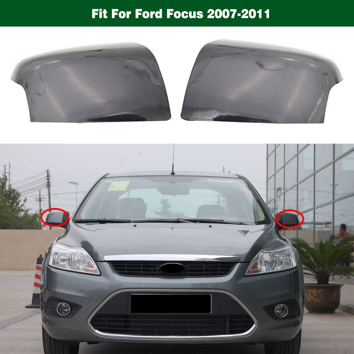 1Pair Left Right Rearview Door Mirror Cover Casing Trim  for ford  Focus 2007-2011 Q