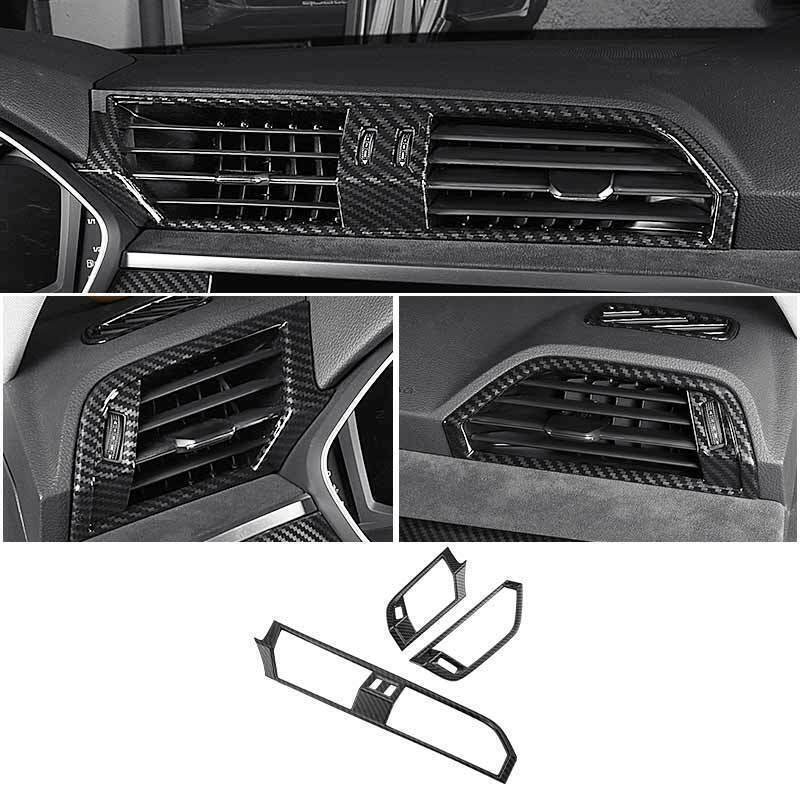 for Audi Q3 2019-24 ABS Carbon Fiber Central Console Air Outlet Vent Frame Trim