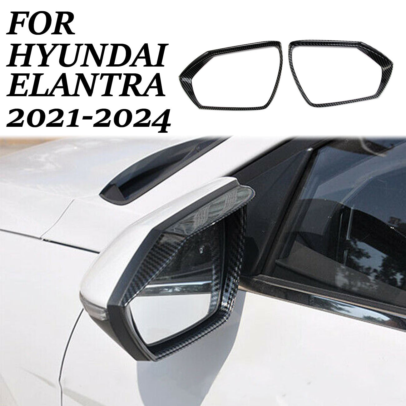 Carbon Fiber Style Side Door Mirror Rain Barrier Cover Trim for Hyundai for Elantra