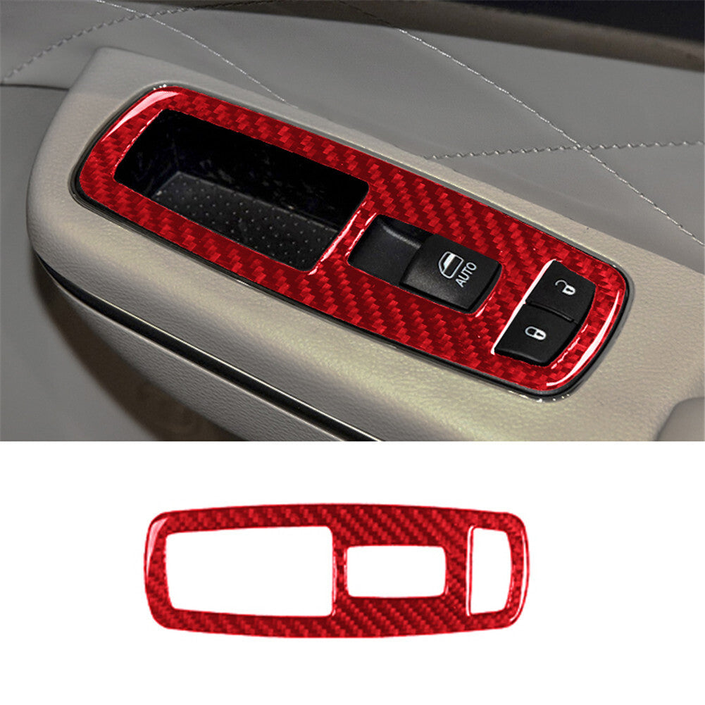 for Chrysler 300 2015-2017 Passenger Wndow Switch Button Trim Carbon Fiber Red