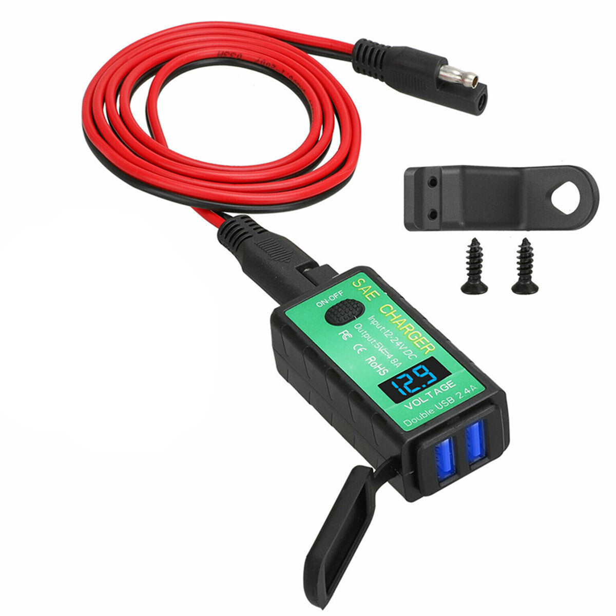 Motorcycle Dual USB for Charger Handlebar Rearview Mirror Mount Upgraded Waterproof Q