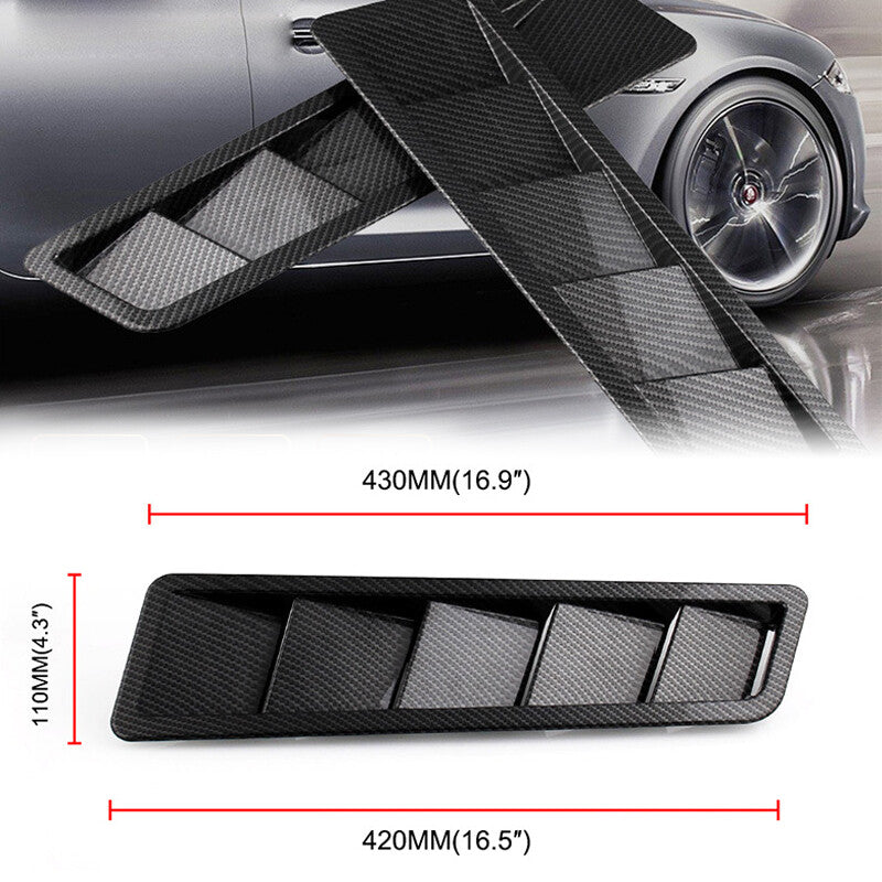 2X Carbon Fiber Look Hood Vent Louver Cooling Panel Trim ABS Plastic Durable v
