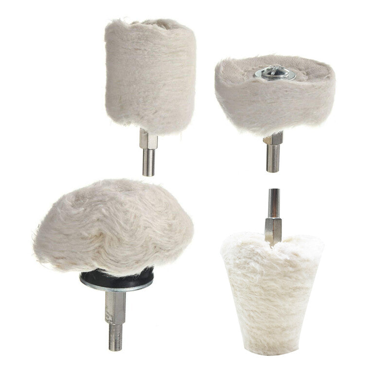 4PCS Cloth Polishing Mop Wheel For Power Battery Drill Bit Buffing Grinder Part v