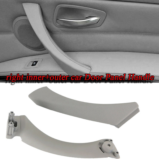 Gray door panel handle pull tab cover + inner bracket on the right side, suitable for BMW E90 328i.