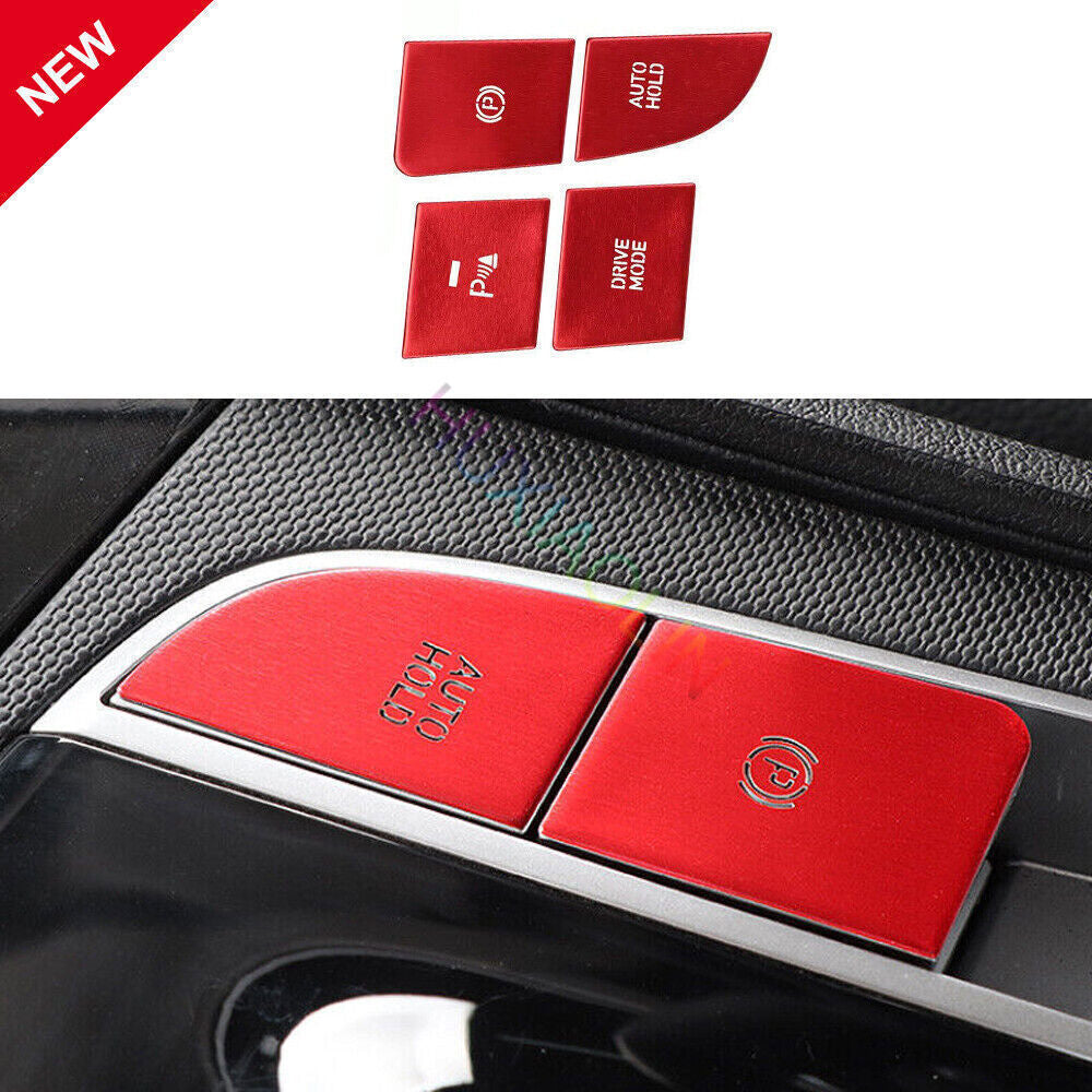 for Hyundai for Elantra 2021-2023 Red Aluminum Car Hand Brake Lever Button Sticker n