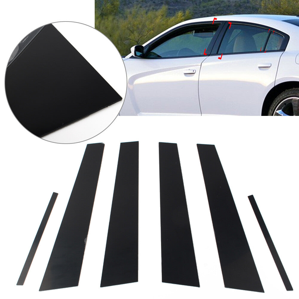 6 Pcs Bright Black Pillar Posts Door Window Trim for Dodge Charger 2011-2021