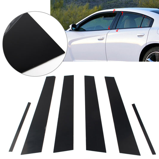 6 Pcs Bright Black Pillar Posts Door Window Trim for Dodge Charger 2011-2021