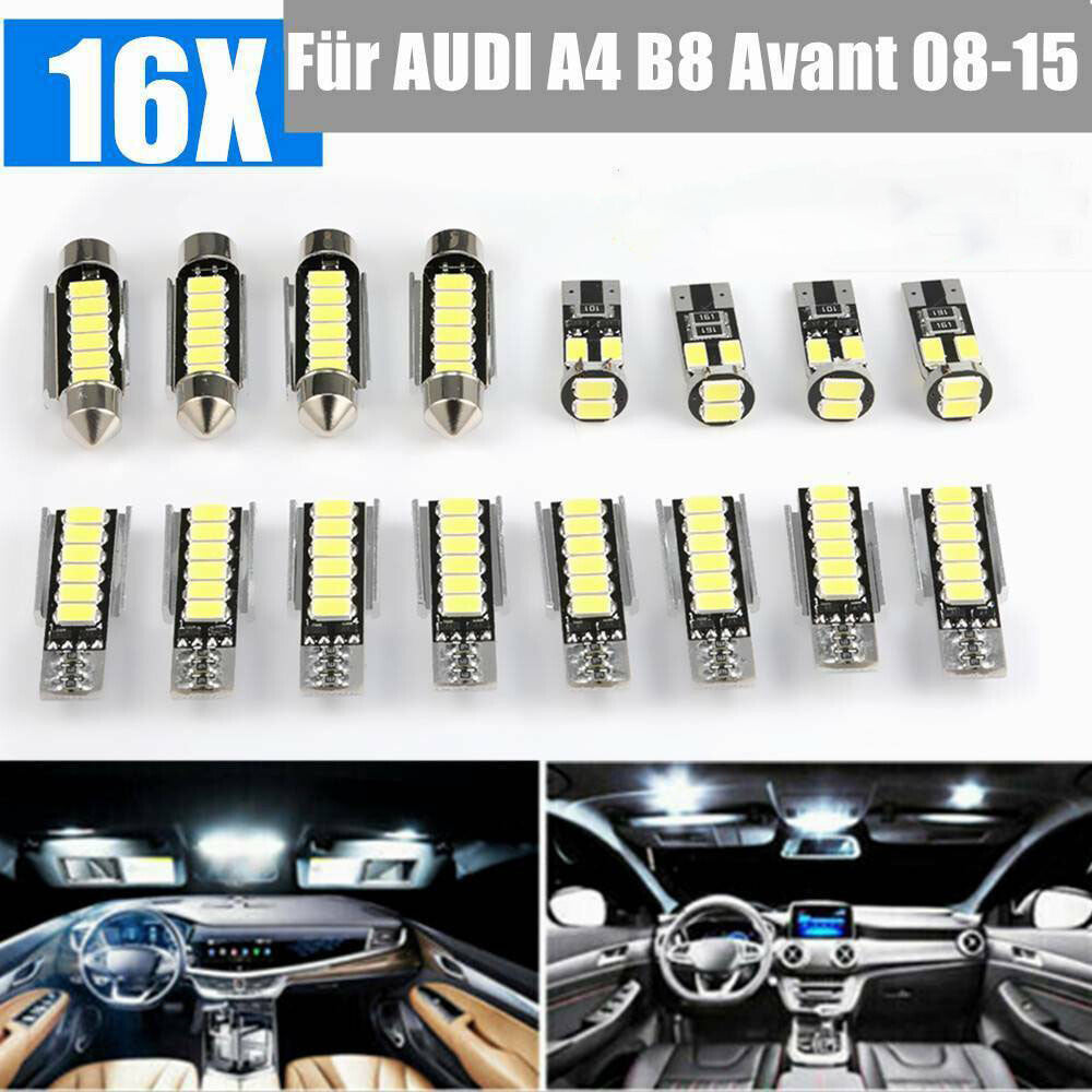 16X for Audi for A4 B8 Avant 08-15 SMD LED Interior Lighting Set 5630 White
