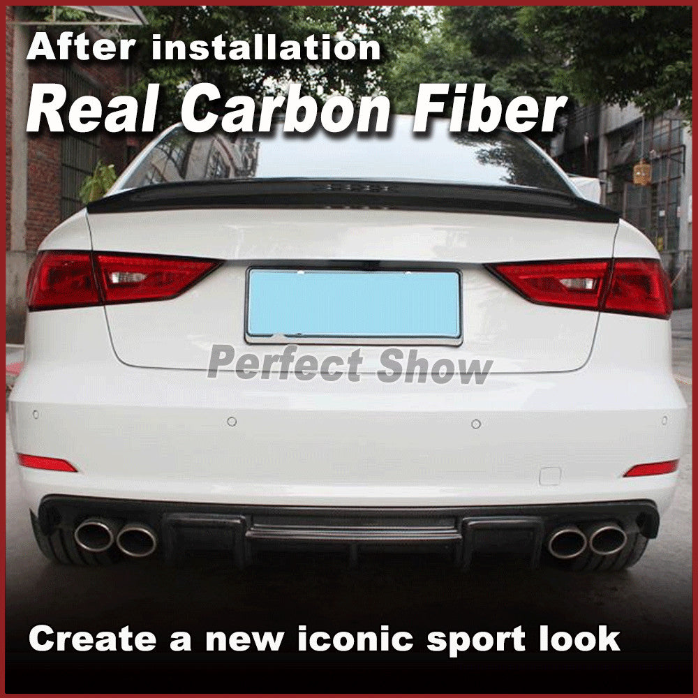 Fit for Audi A3 S3 RS3 Sedan 14-19 REAL Carbon Rear Trunk Boot Lip Wing Spoiler