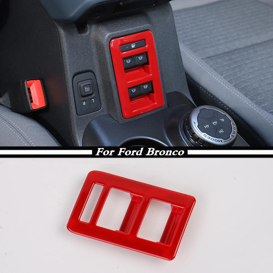 For 2021-2023 Bronco ABS Red Window Lift Switch Panel Decorate Cover Trim v