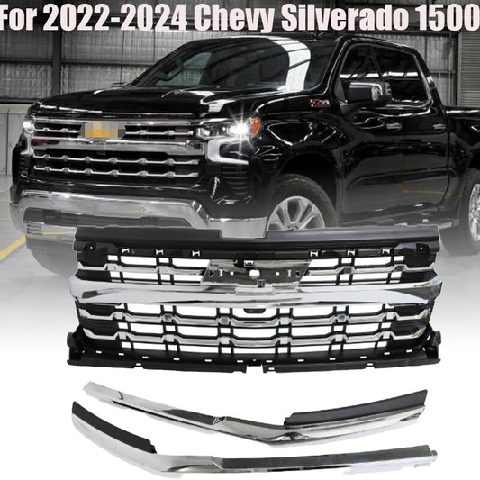 Front Upper Grille W/ Camera For 2022 2023 2024 for Chevy Silverado 1500 n