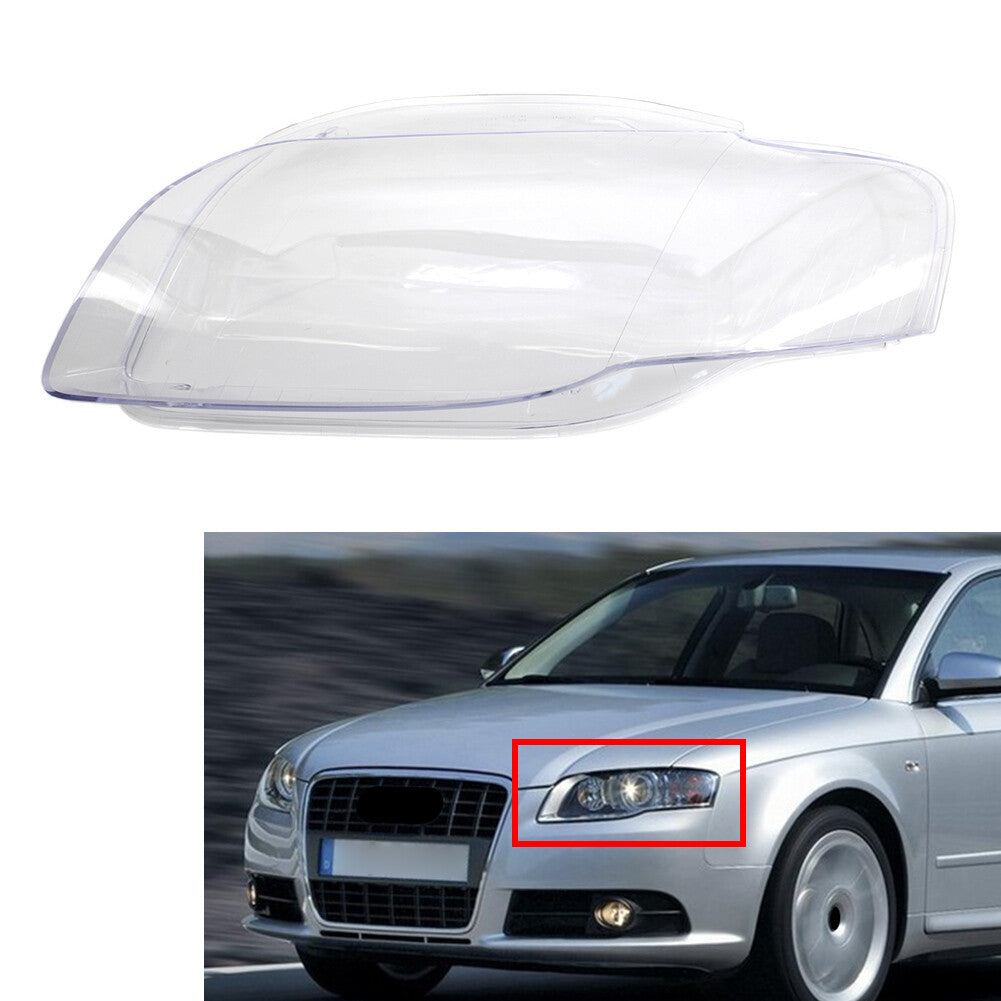 Headlight Lens Cover Headlamp Shell Left for Audi A4 B7 S4 2005-2008 Transparent