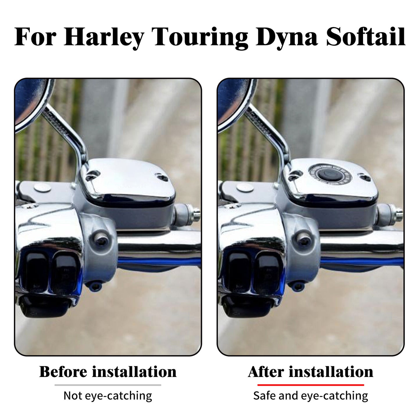 Chrome Front Brake Master Cylinder Cover Fit for Harley Touring 05-07 Dyna 06-17