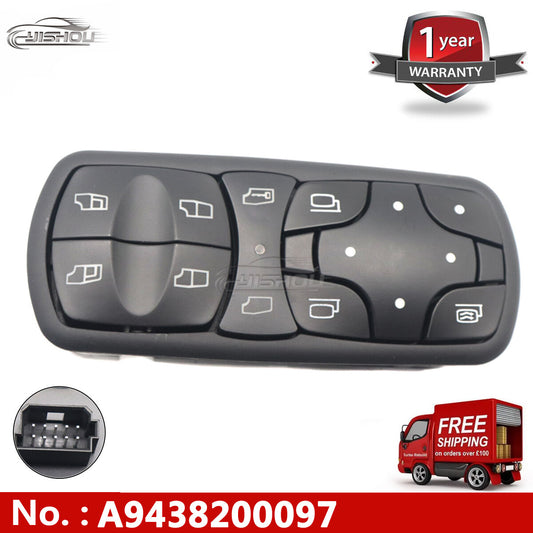 A9438200097 Electric window switch for Mercedes-Benz Actros MP1/MP2 trucks.