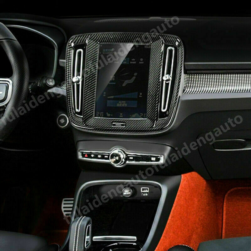 for Volvo XC40 2019 2020 2022 Carbon Fiber Interior Navigation Frame Cover Trim