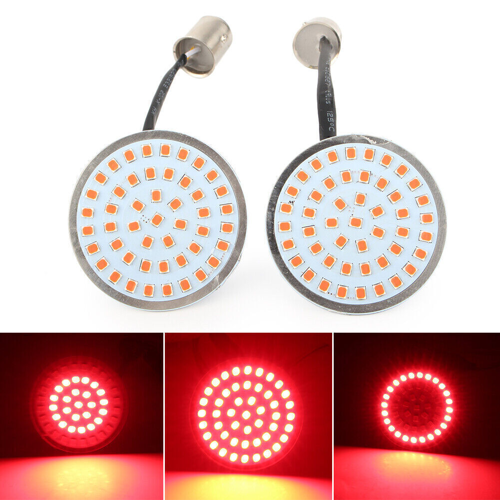2x Rear LED Turn Signal Light Indicator Bulb Red 48 LED Insert for Harley