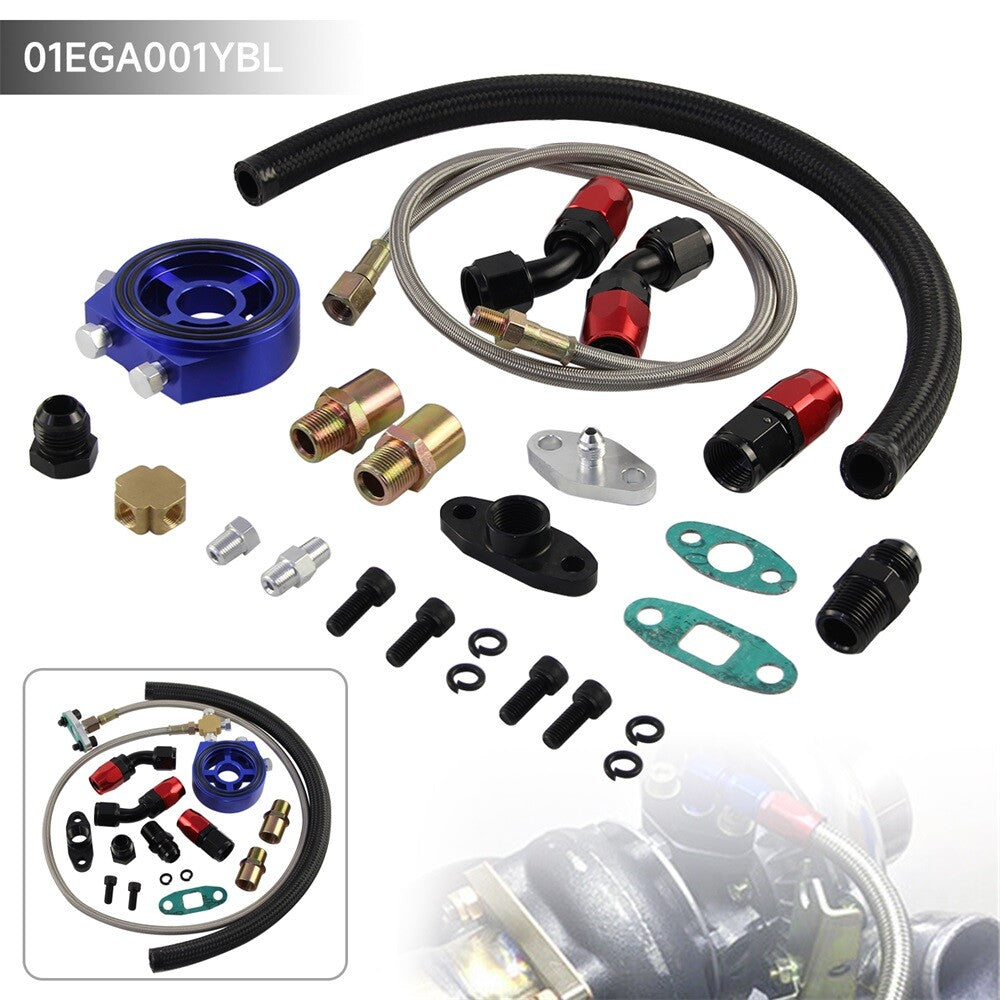 Turbo Oil Return Drain+ Feed Line + Sandwich Adapter Plate for Honda K24 T3 T4