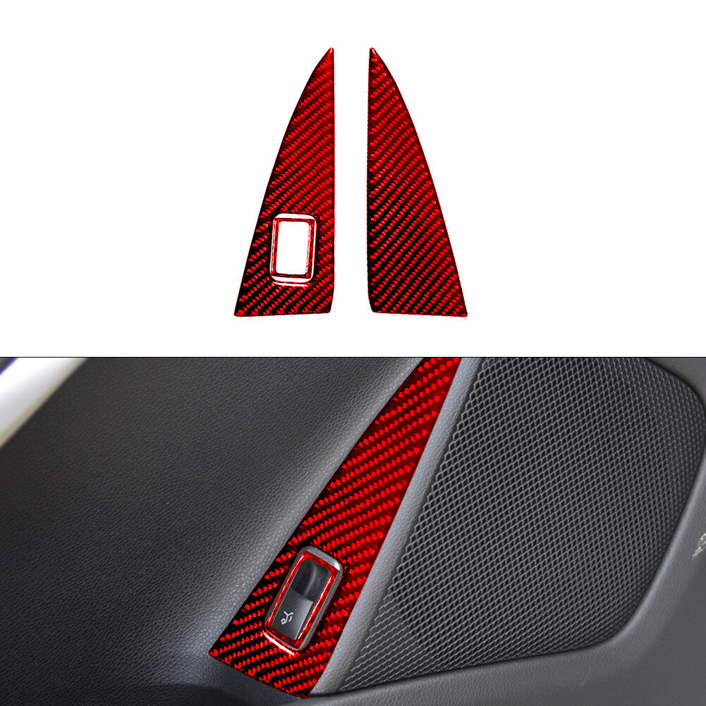 3X Red Carbon Fiber Door Storage Trim Panel for Mercedes-Benz CLA GLA 2014-18