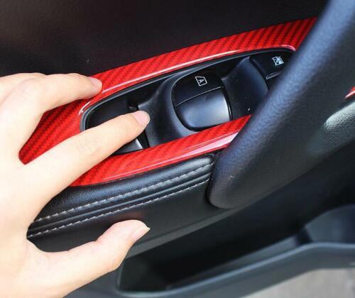 8X Red Carbon Fiber Car inner Door handle panel Trim For Rogue 15-20 B n