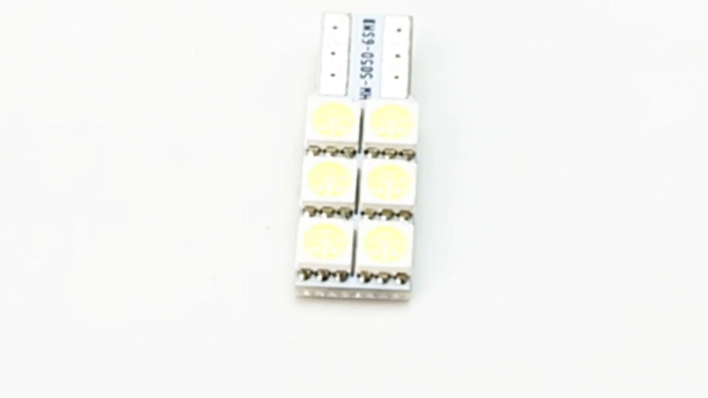 (2) White 6-SMD 168 2825 W5W T10 wedge-shaped LED sun visor vanity mirror bulb - n