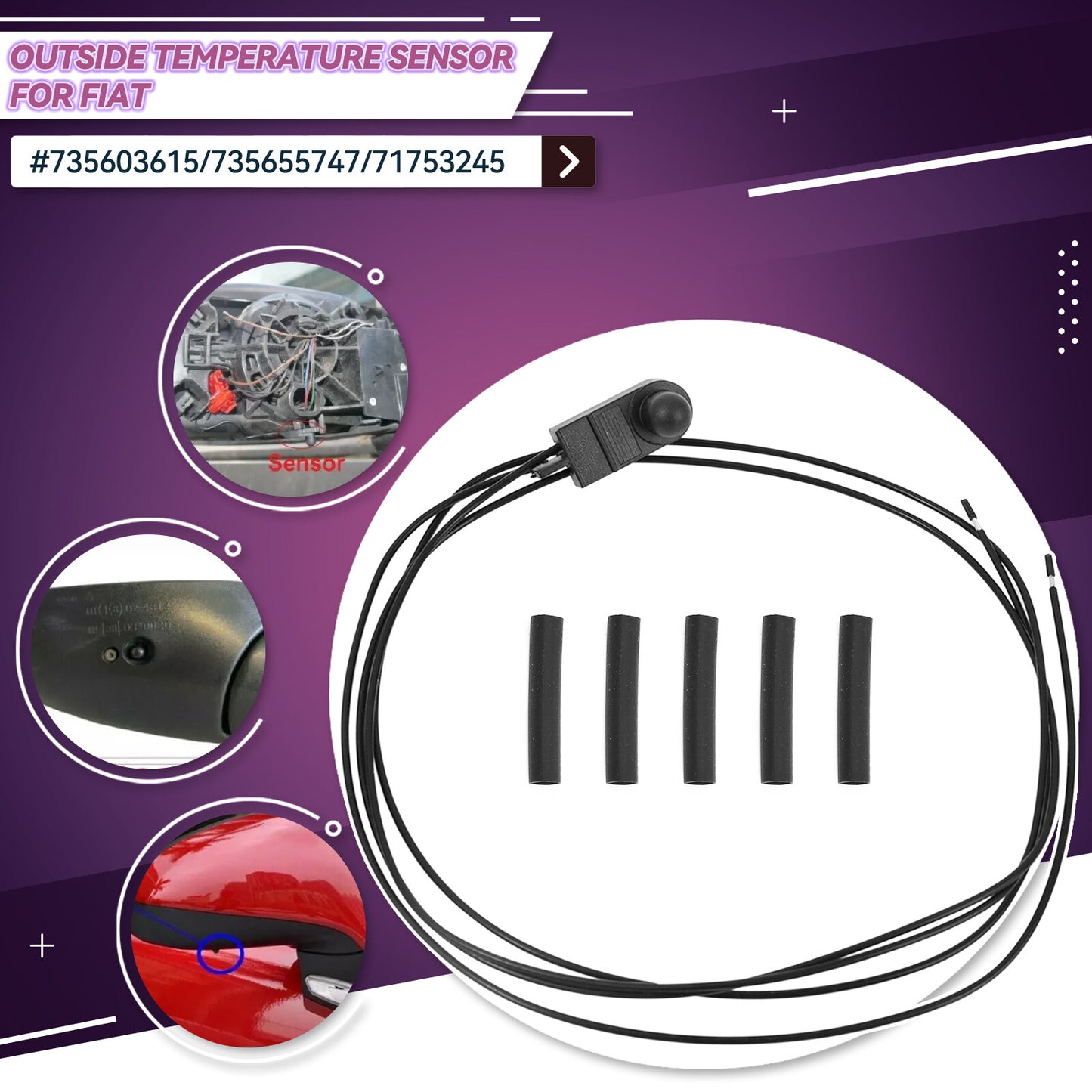 for Fiat 500 for Citroen for Peugeot Van Outside Temperature Sensor Underneath Mirror AU
