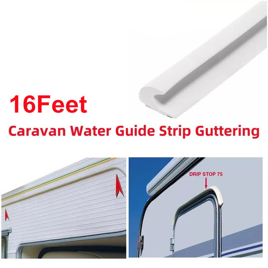 16FT J-Shape RV Rain Gutter Drip Rail RAIN DEFLECTOR For Caravan Motorhome Boat Q