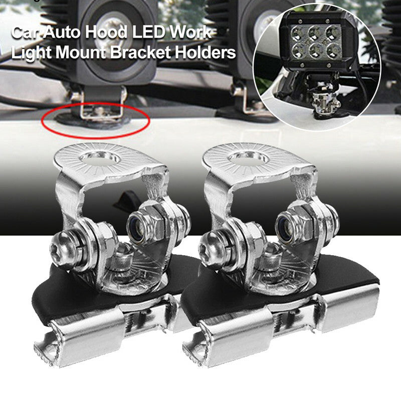 2pcs Stainless Steel Mount Universal Car Auto Hood LED Work Light Bracket Holder