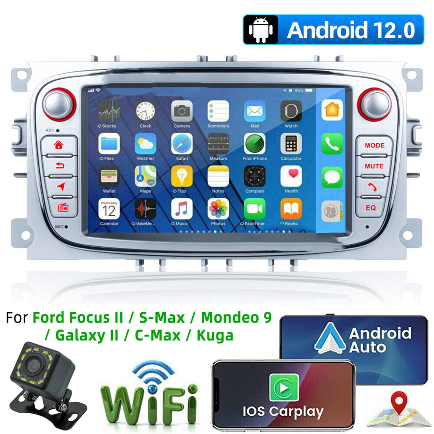 Car Stereo Radio for Ford Focus 2008-2011 Android 12 Set SpeedPak