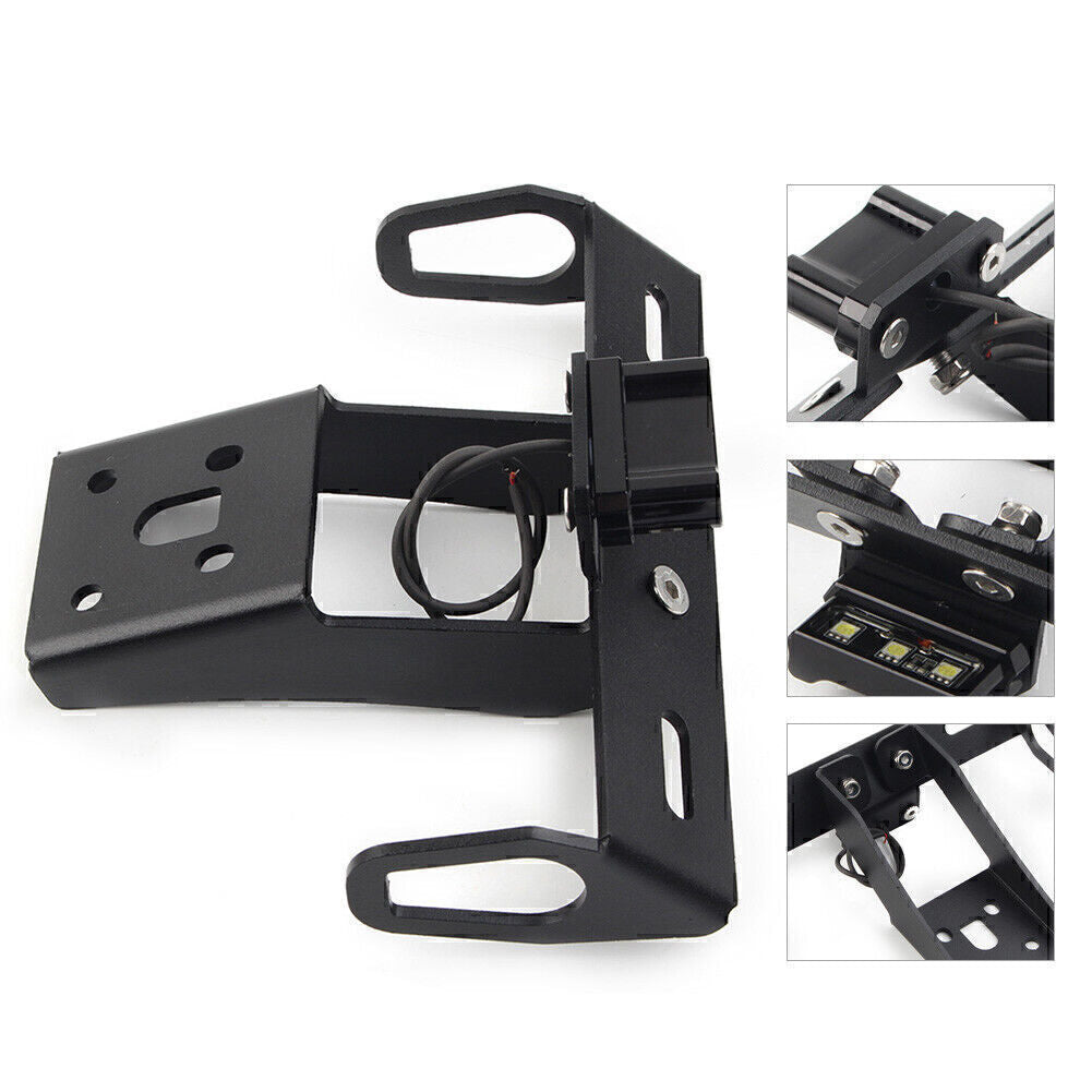 Black Rear License Plate Holder W/ LED Light for Kawasaki ZX-10R 636 ZX-6R