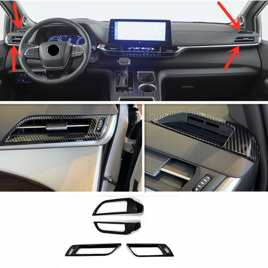 For 21-2024 for Toyota for Sienna Inner Dashboard Air Vent Cover Trim Carbon Fiber Style