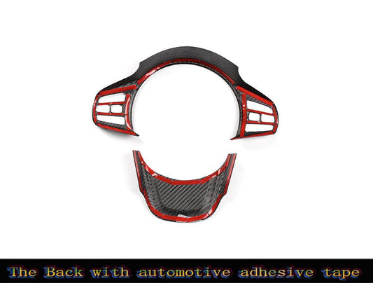 for Toyota Supra 19-23 Red carbon fibre Steering Wheel Panel Button Cover Trim