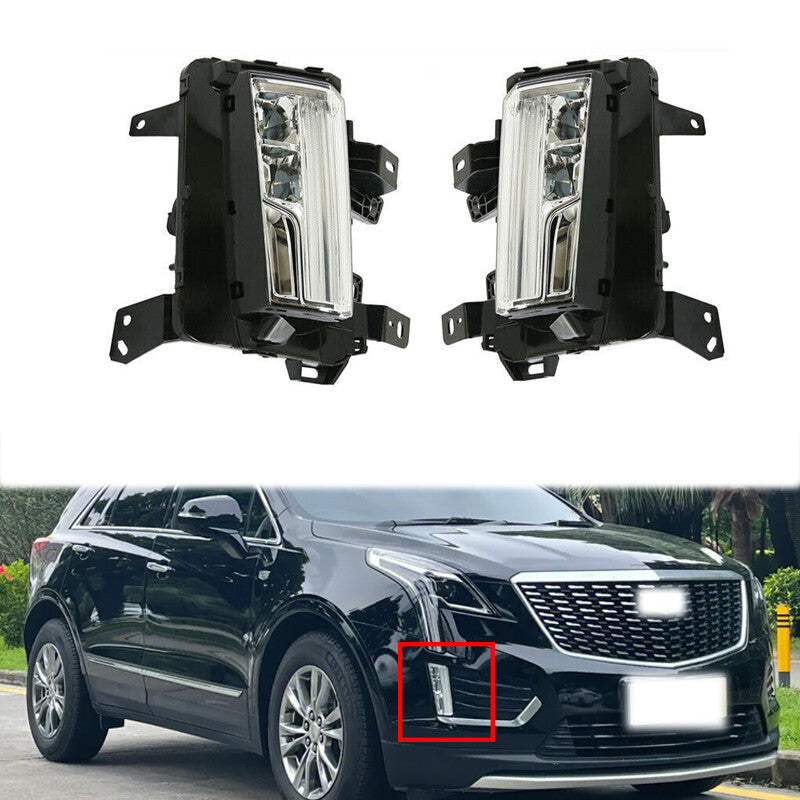 for Cadillac XT5 2017-2020 Pair Front Fog Lamp Driving Light Assembly LED DRL v
