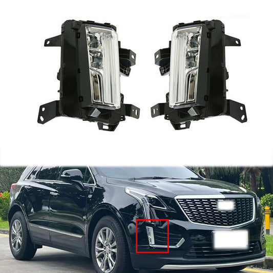 for Cadillac XT5 2017-2020 Pair Front Fog Lamp Driving Light Assembly LED DRL v