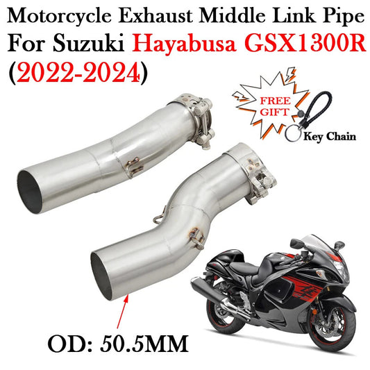 Slip-On for SUZUKI GSX1300R 2022-2024 Exhaust Middle Link Pipe 51MM Muffler Tube