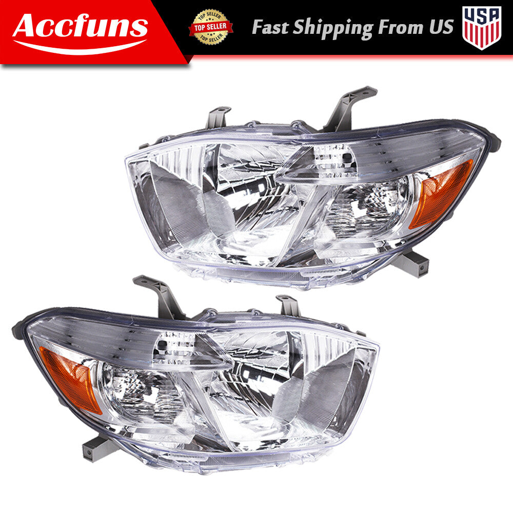 Transparent chrome-plated lens for halogen headlights suitable for Highlander 2008 - 2010 - n