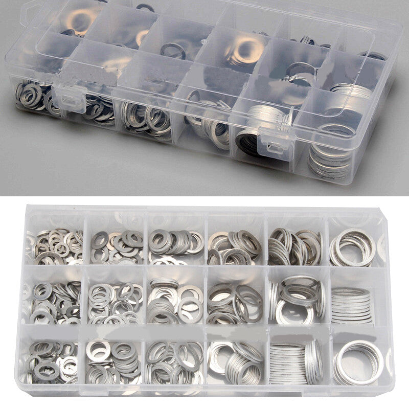 450PCS Oil Drain Plug Aluminum Washer Gasket Washer Sealing Ring Assortment Kit v