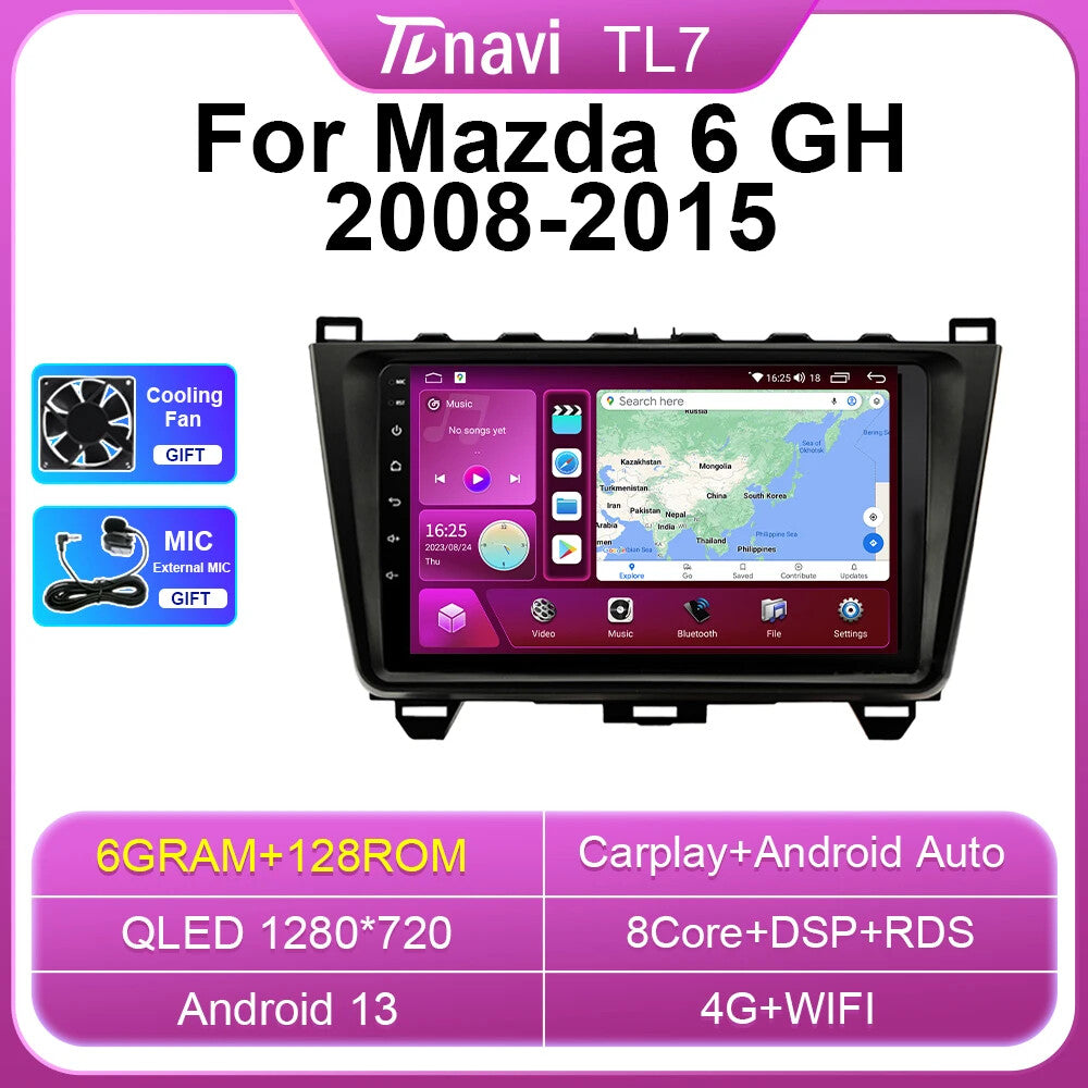 for Mazda 6 GH 2008-2015 Multimedia CarPlay Android Car Radio GPS Player Screen
