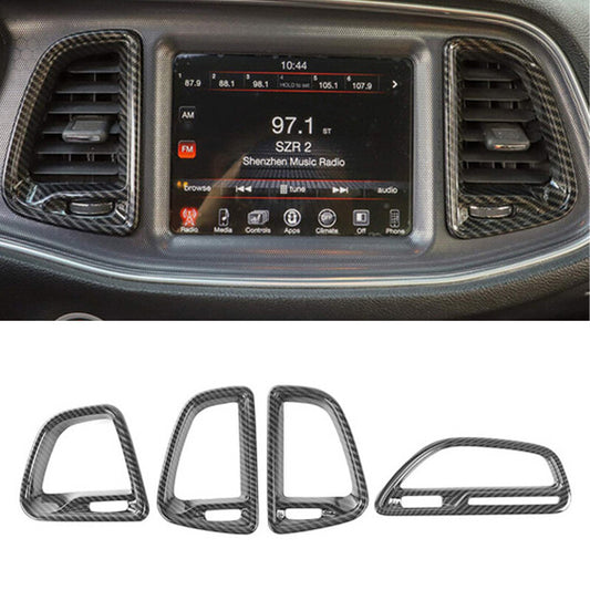 4Pcs Console Air Condition Outlet Vent Trim for15-21 for Dodge for Challenger Blk Carbon