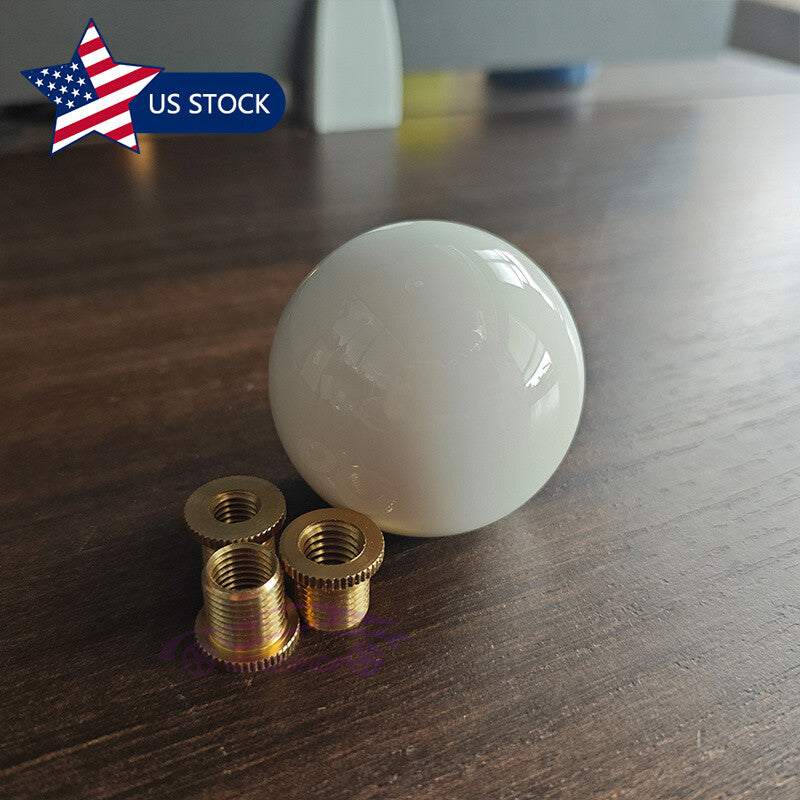 Glossy White Round Ball Universal Acrylic Shift Knob Manual Gear Shifter Head