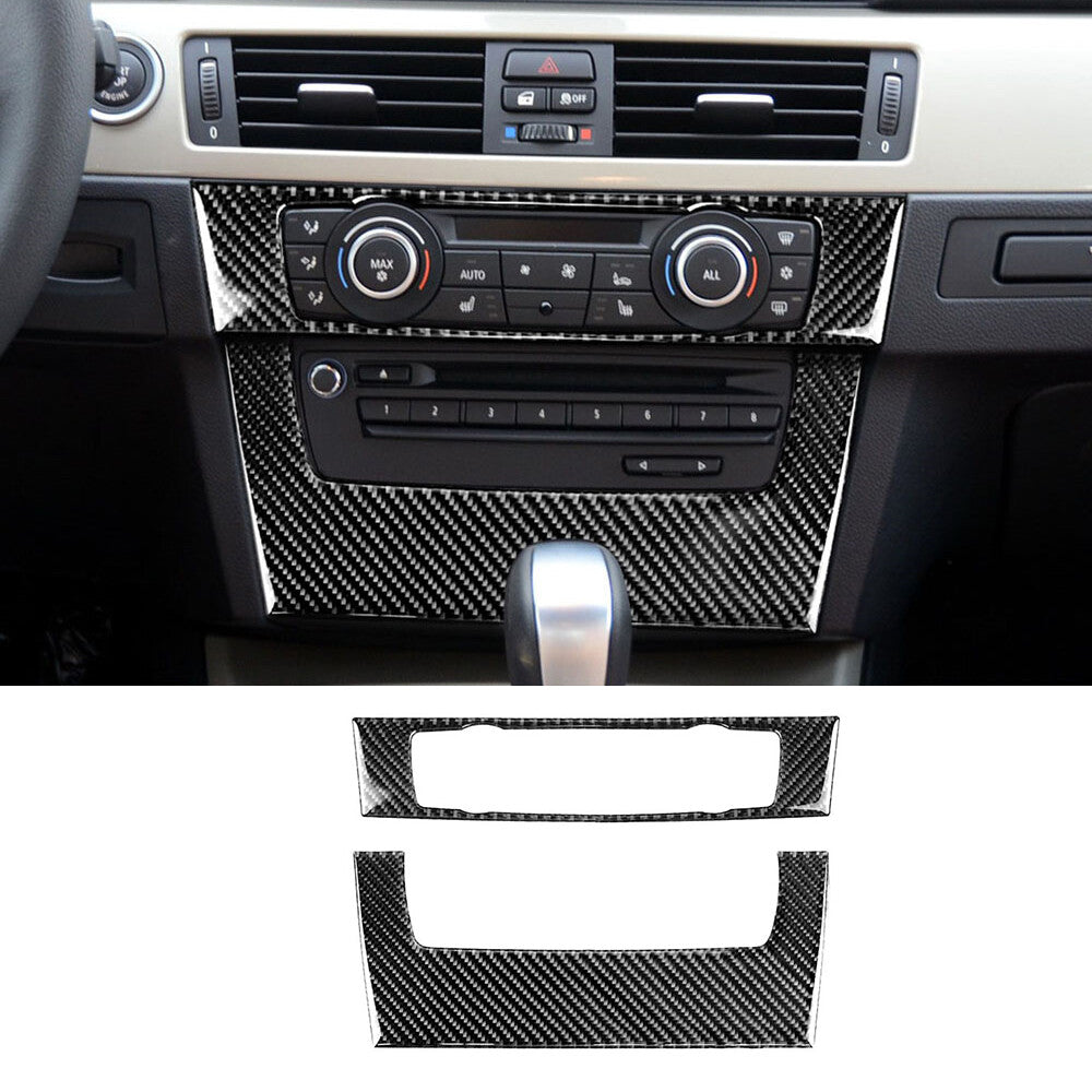 Carbon Fiber Air Conditioning CD Control Panel Trim for BMW E90 3 Series 2005-12