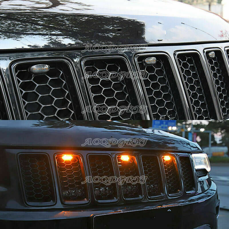 for Jeep Grand Cherokee 2011-2021 Smoked Amber LED Front Grille Running Lights