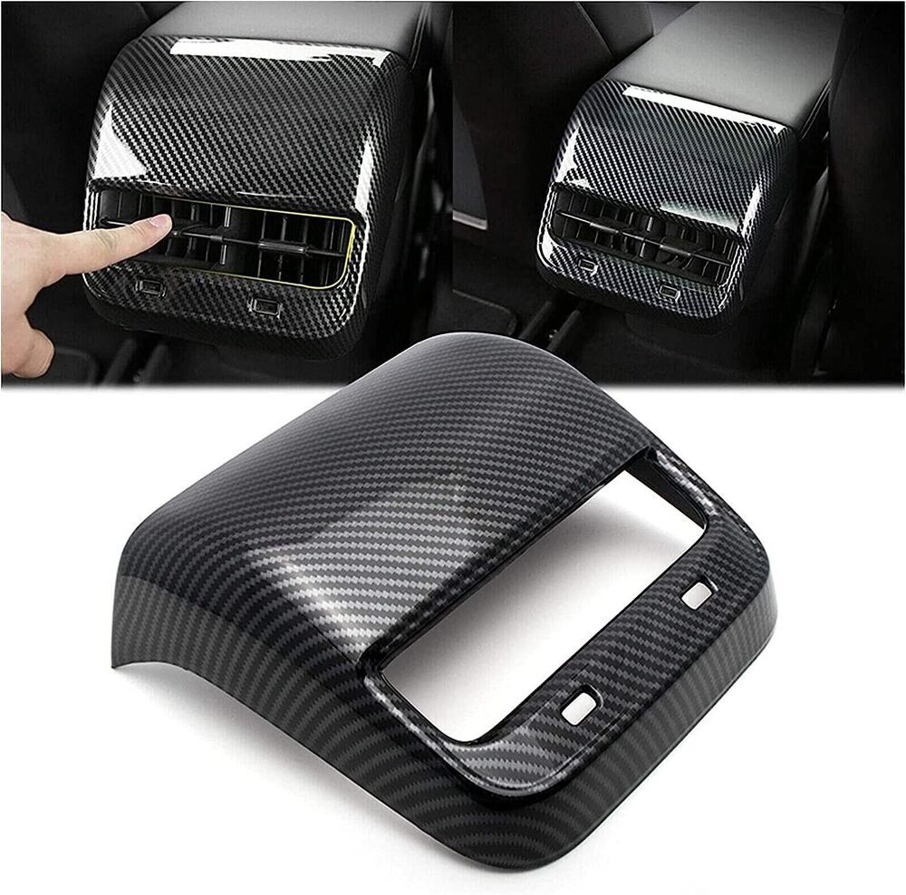 Model 3 Y Carbon Fiber Rear Air Vent Socket Frame Cover Decorative Accessory - n