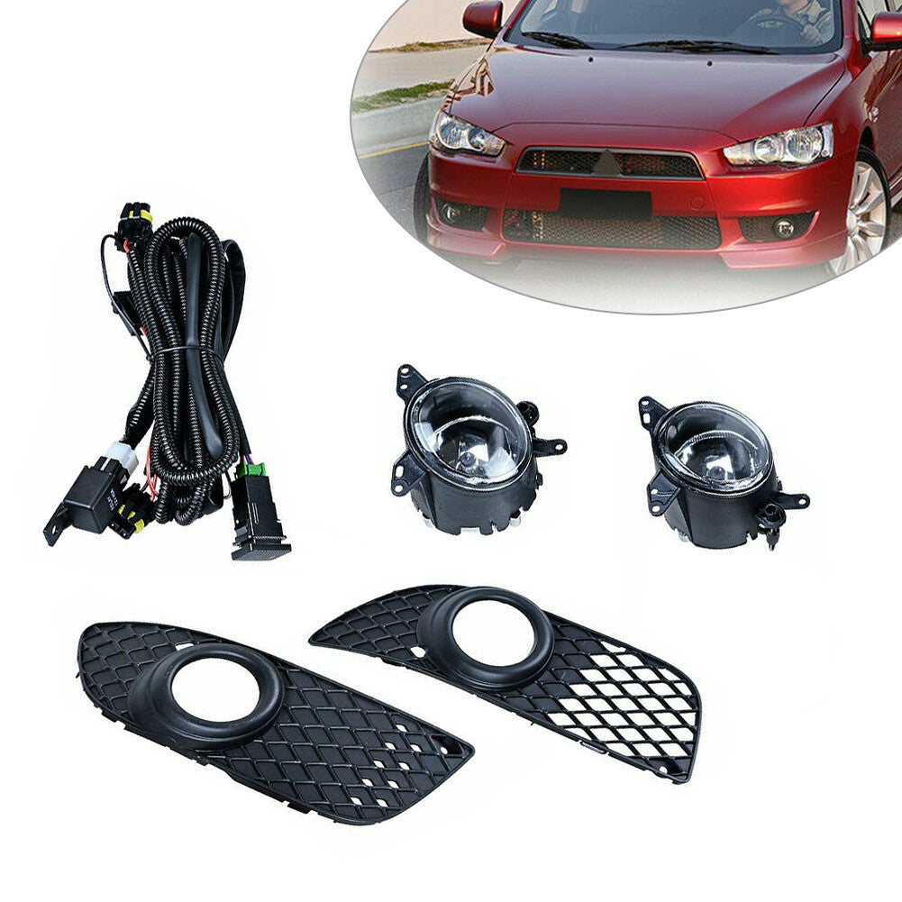 Front Bumper Fog Light w/ Wiring Harness Fit for Mitsubishi Lancer 2008-2014