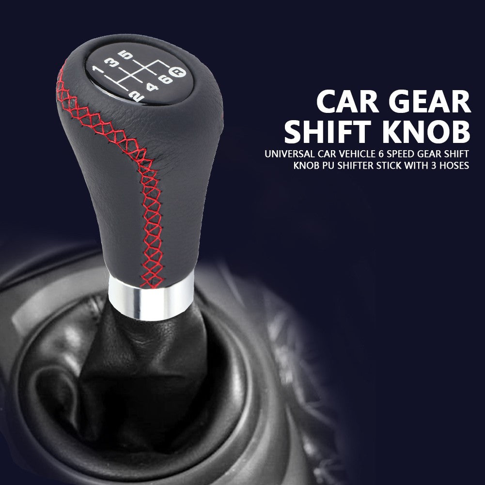Universal Car Vehicle 6 Speed Gear Shift Knob with 3 hoses (8mm,10mm,12mm) Q