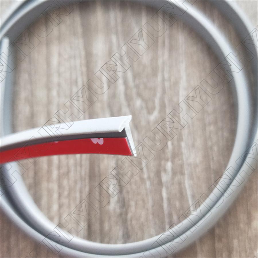 10M Rubber Car Sealing Strip Slanted T-Type Seal Weatherstrip Edge Trim White
