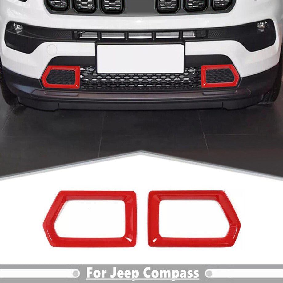 For 2022-2025 for Jeep Compass ABS Red Front Bumper Grille Cover Trim Decor Frame 2P v