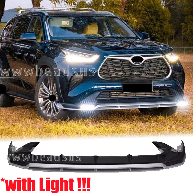 Front Bumper Lip Spoiler Grill protect w/ Llight Fits Highlander 22-23 n