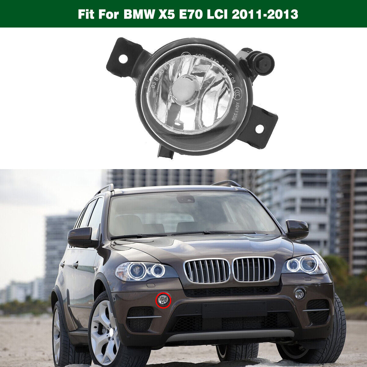 1Pcs Right 63177224644 Front Driving Lamp Fog Light for BMW X5 E70 LCI 2011-2013