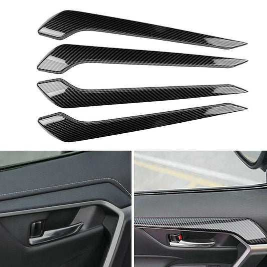 Carbon Fiber Interior Door Trims Moulding Accessories for RAV4 19-21 v